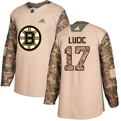 Adidas Bruins #17 Milan Lucic Camo Authentic Veterans Day Stitched NHL Jersey